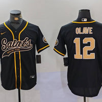 Men's New Orleans Saints Chris Olave #12 Black Player Jersey1