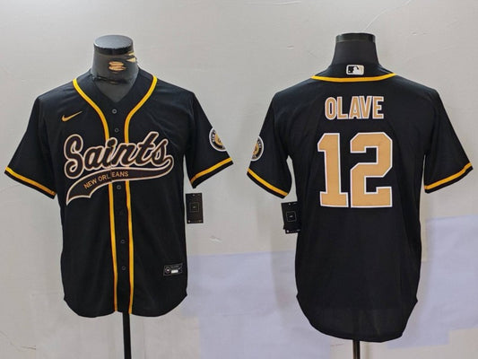 Men's New Orleans Saints Chris Olave #12 Black Player Jersey1