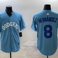 Men's Los Angeles Dodgers Enrique Hernandez #8 Light Blue Replica Player Jersey1
