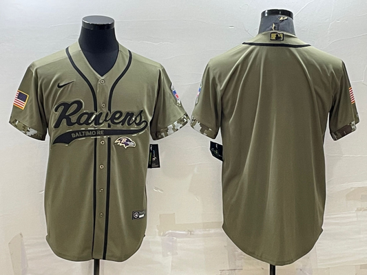 Men's Baltimore Ravens Olive 2022 Salute To Service Limited Blank Jersey1