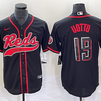 Men's Cincinnati Reds Joey Votto #19 Black Replica Player Jersey1 Joint Edition