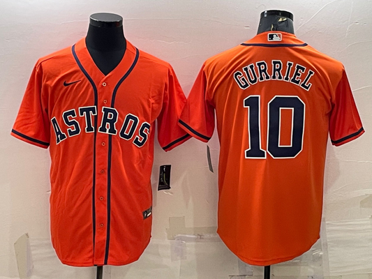 Men's Houston Astros Yuli Gurriel #10 Orange Replica Player Jersey1