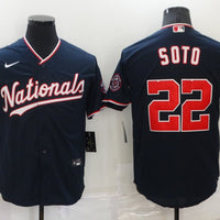 Men's Washington Nationals Juan Soto #22 Navy Replica Baseball Jersey1