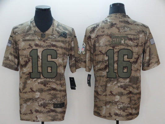 Men's Los Angeles Rams Jared Goff #16 Camouflage Game Jersey1