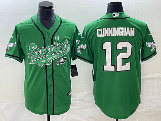 Men's Philadelphia Eagles Randall Cunningham #12 Kelly Green Game Jersey1 Joint Edition