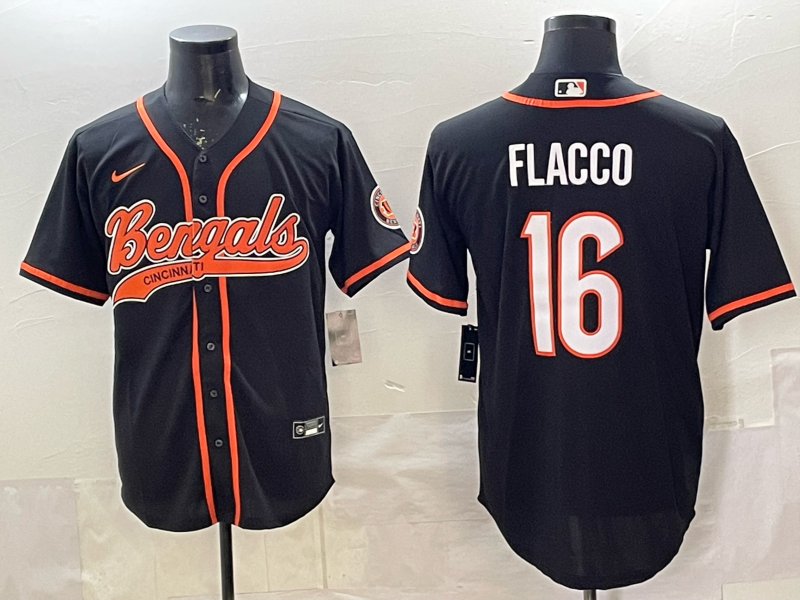 Men's Cincinnati Bengals Joe Flacco #16 Black Team Game Jersey