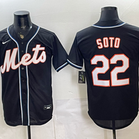 Men's New York Mets Juan Soto #22 Fashion Replica Black Out Jersey
