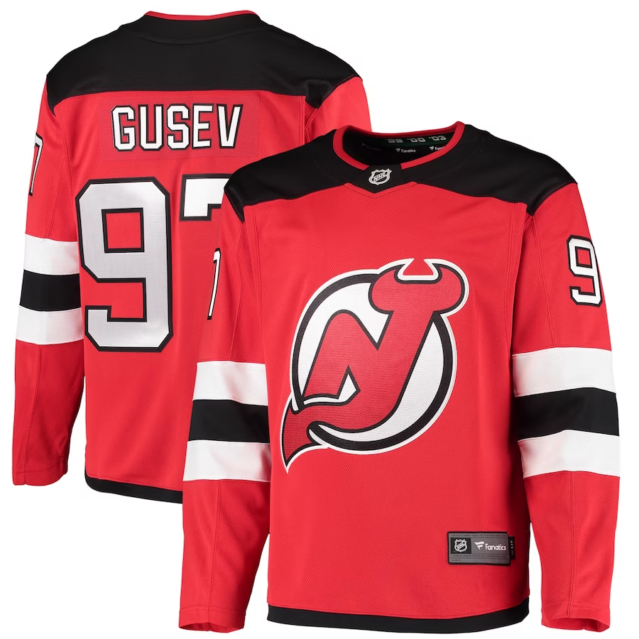 Men's New Jersey1 Devils Nikita Gusev #97 Red Player Game Jersey1