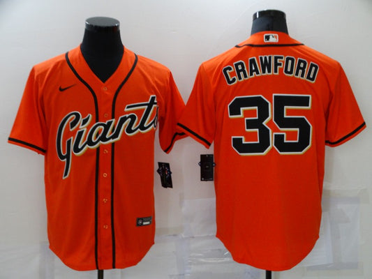 Men's San Francisco Giants Brandon Crawford #35 Orange Replica Baseball Jersey1