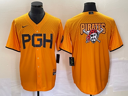 Men's Pittsburgh Pirates Gold 2023 City Connect Replica Jersey1