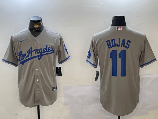 Men's Los Angeles Dodgers Miguel Rojas #11 Gray Replica Game Jersey1