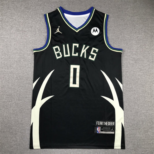 Men's Milwaukee Bucks Damian Lillard #0 Black Fast Break Player Jersey1 - Statement Edition