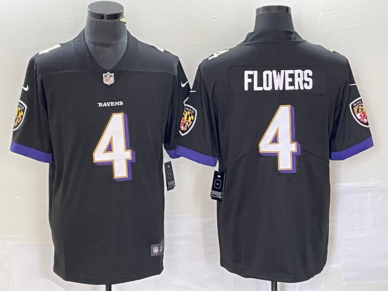 Zay Flowers #4 Baltimore Ravens Black Team Game Jersey - JerseysFreak