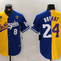 Men's Los Angeles Lakers Kobe Bryant #8-24 Yellow/Royal Replica Player Jersey