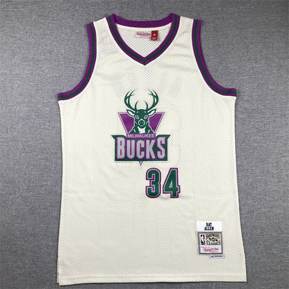 Men's Milwaukee Bucks Giannis Antetokounmpo #34 Cream Chainstitch Swingman Jersey1