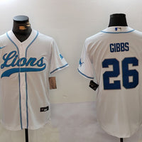 Men's Detroit Lions Jahmyr Gibbs #26 White Player Jersey1