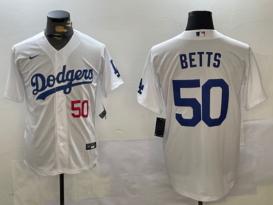 Men's Los Angeles Dodgers Mookie Betts #50 White Replica Player Jersey1