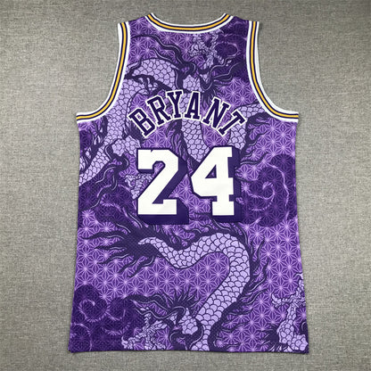 Men's Los Angeles Lakers Kobe Bryant #24 Purple Year of Dragon Edition Swingman Jersey1