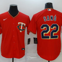 Men's Minnesota Twins Miguel Sano #22 Red Replica Baseball Jersey1