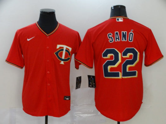 Men's Minnesota Twins Miguel Sano #22 Red Replica Baseball Jersey1