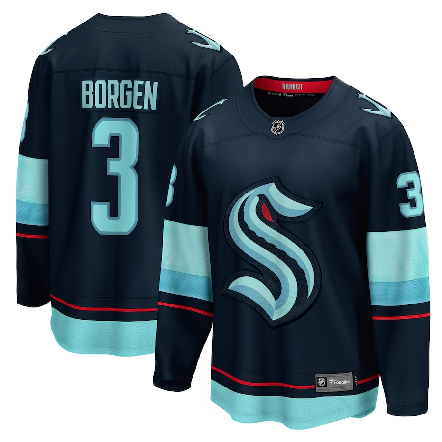 Men's Seattle Kraken Will Borgen #3 Deep Sea Blue Home Breakaway Player Jersey1