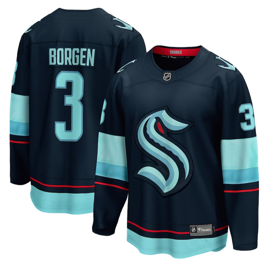 Men's Seattle Kraken Will Borgen #3 Deep Sea Blue Home Breakaway Player Jersey1