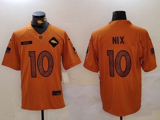 Men's Denver Broncos Bo Nix #10 Brown 2023 Salute To Service Limited Jersey1