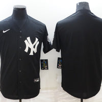 Men's New York Yankees Black Replica Blank Jersey1