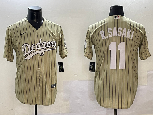 Men's Los Angeles Dodgers Roki Sasaki #11 Gold Replica Player Jersey1