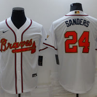 Men's Atlanta Braves Deion Sanders #24 White Replica Game Jersey1