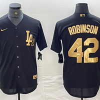 Men's Los Angeles Dodgers Jackie Robinson #42 Black Limited Player Jersey1