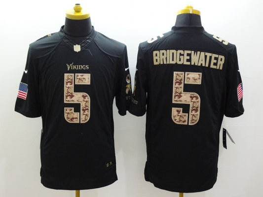 Men's Minnesota Vikings Teddy Bridgewater #5 Black Game Player Jersey1