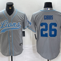 Men's Detroit Lions Jahmyr Gibbs #26 Gray Game Jersey1