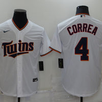 Men's Minnesota Twins Carlos Correa #4 White Replica Baseball Jersey1