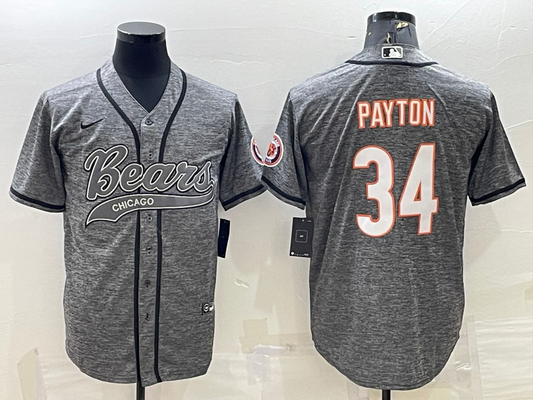 Men's Chicago Bears Walter Payton #34 Gray Game Jersey1 Joint Edition