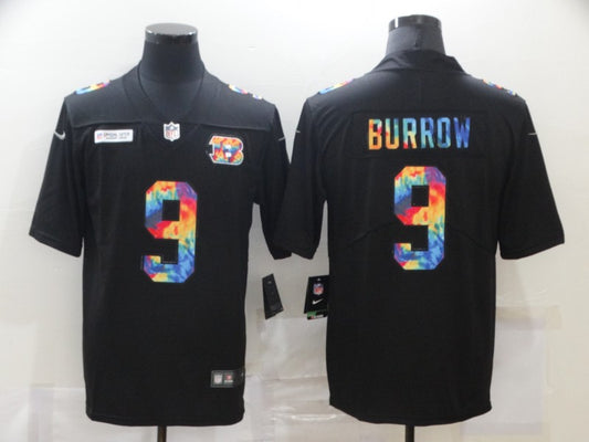 Men's Cincinnati Bengals #9 Joe Burrow Black Game Jersey1