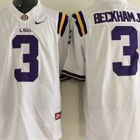 Men's LSU Tigers Odell Beckham #3 White Player Game Jersey
