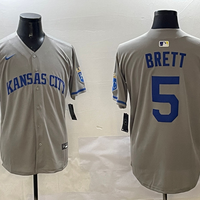 Men's Kansas City Royals George Brett #5 Gray Limited Player Jersey1