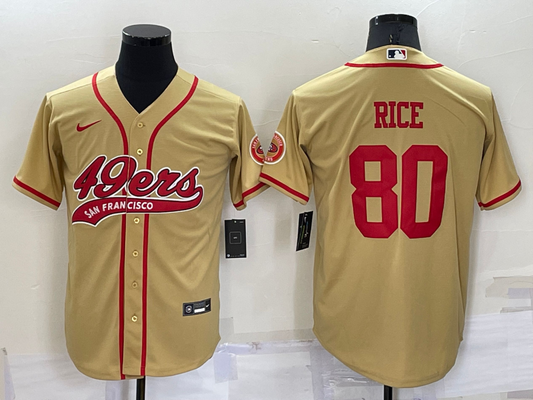 Men's San Francisco 49ers Jerry Rice #80 Gold Game Jersey1 Joint Edition