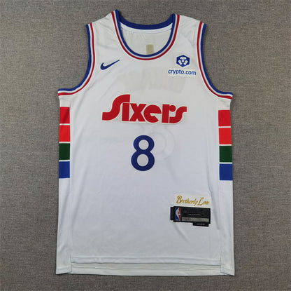 Men's Philadelphia 76ers Paul George #8 White 2024/25 Swingman Player Jersey1 - City Edition