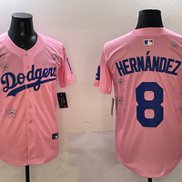 Men's Los Angeles Dodgers Enrique Hernandez #8 Pink Alternate Replica Player Jersey1