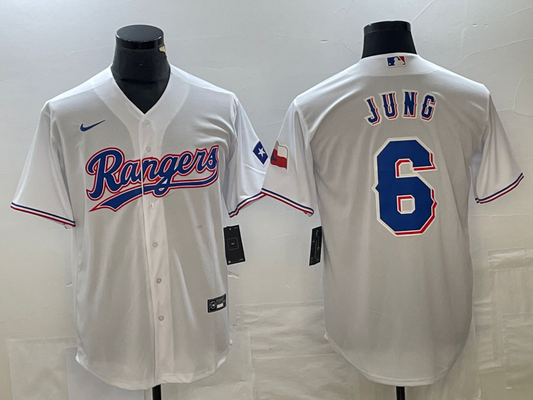 Men's Texas Rangers Josh Jung #6 White Home Replica Player Jersey1
