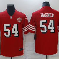 Men's San Francisco 49ers Fred Warner #54 Red 75th Anniversary Game Jersey1