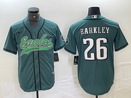 Men's Philadelphia Eagles Saquon Barkley #26 Midnight Green Player Jersey1 Joint Edition