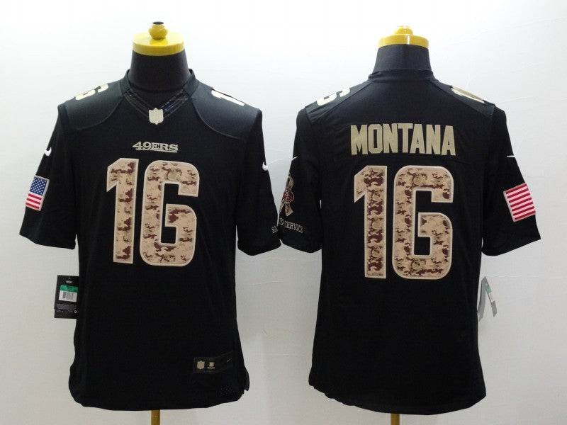 Men's San Francisco 49ers Joe Montana #16 Black Alternate Game Jersey1