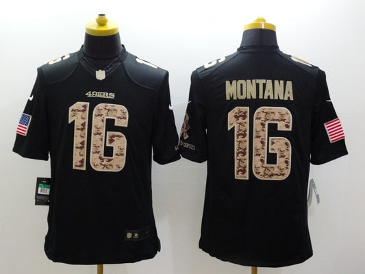 Men's San Francisco 49ers Joe Montana #16 Black Alternate Game Jersey1