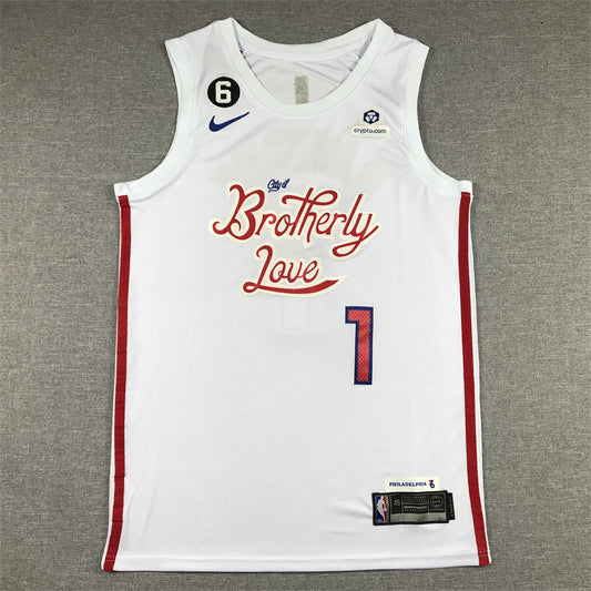 Men's Philadelphia 76ers James Harden #1 White 2022/23 Swingman Jersey1 - City Edition