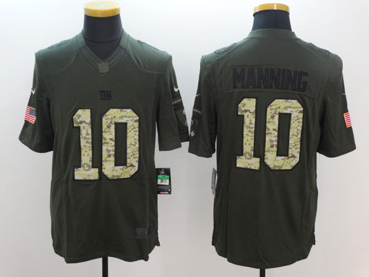 Men's New York Giants Eli Manning #10 Army Green Game Jersey1
