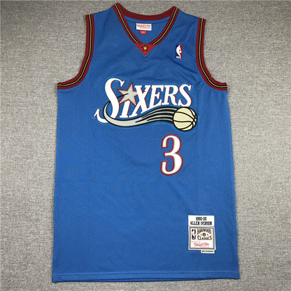 Men's Philadelphia 76ers Allen Iverson #3 Blue Swingman Jersey1