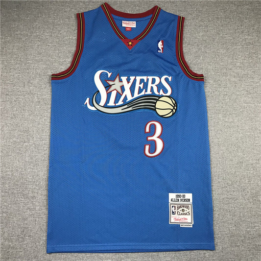 Men's Philadelphia 76ers Allen Iverson #3 Blue Swingman Jersey1